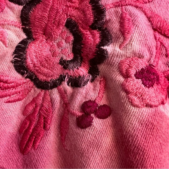 Free People Boho Floral Embroidered Tie Dye Distressed Zip-Up Hoodie Sweatshirt - Picture 5 of 17